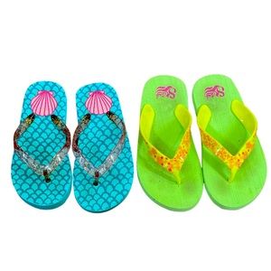 Girls Strand floral mermaid sandals pink blue yellow green size 11 thru 13 shell